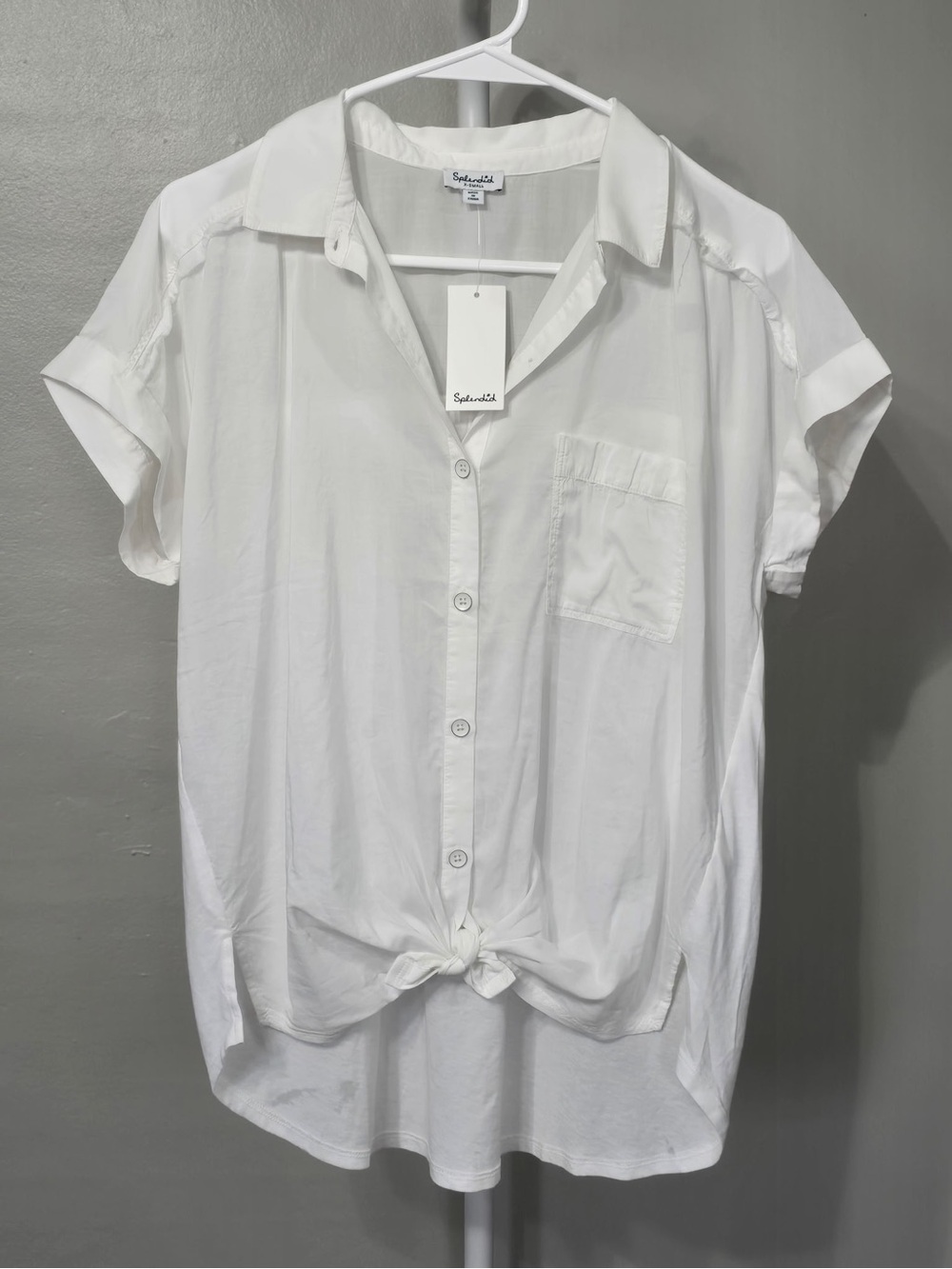 Splendid Paige White Short-Sleeve Button Front Shirt NWT X-Small